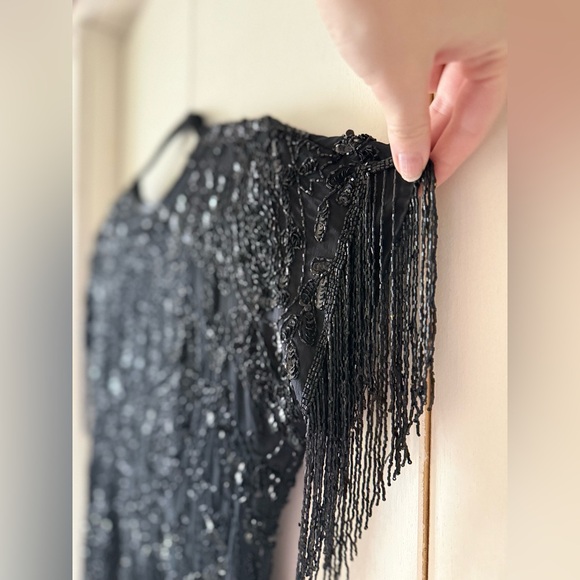 Gorgeous Vintage 70s Stenay Elegant Mini Dress w Beaded Embellishments 100% Silk - Picture 4 of 10